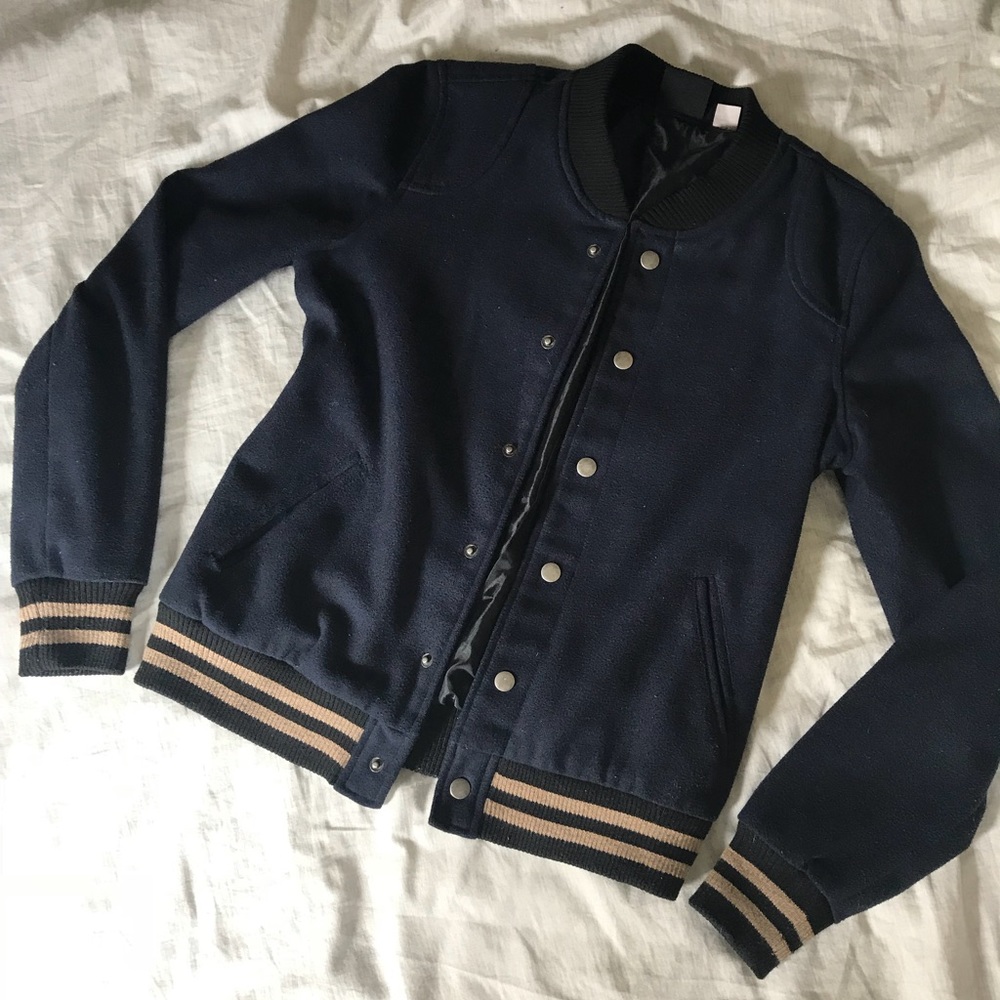 Urban Outfitters Navy Blue Bomber Jacket